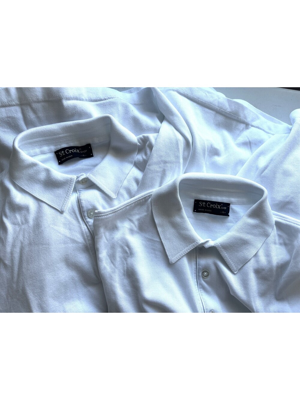 St. Croix Men's Lot of 2 Solid White Short Sleeve Golf Polo Shirts XL